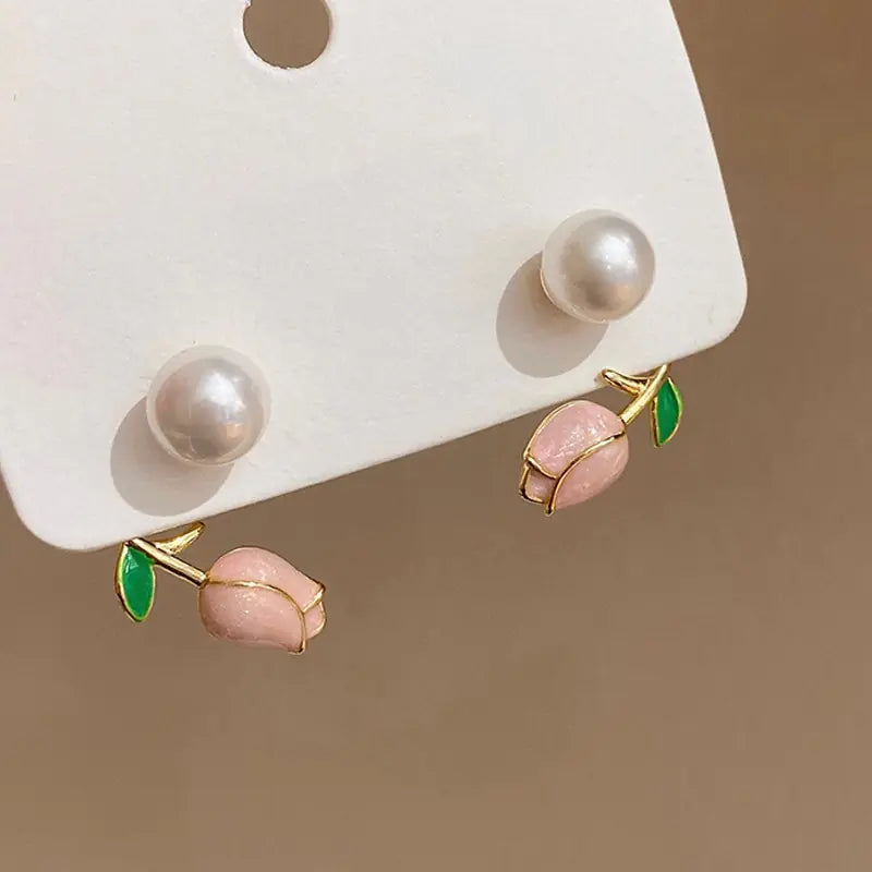 Pink Tulip Earrings