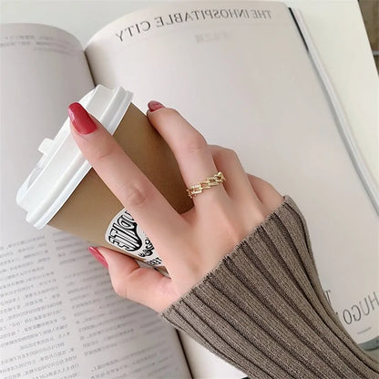 Delicate Square Staggered Ring