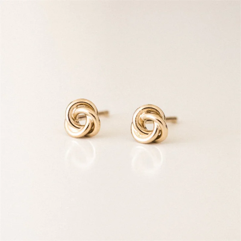 Gold Filled Love Knot Stud Earrings