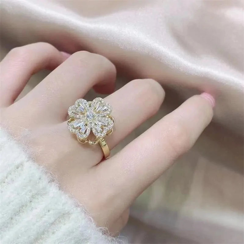 Four Leaf Zircon Ring