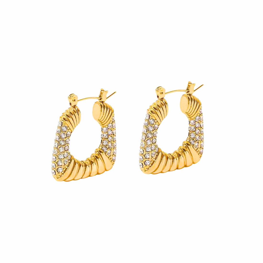 Gold Plated Inlaid Cubic Zirconia Earrings