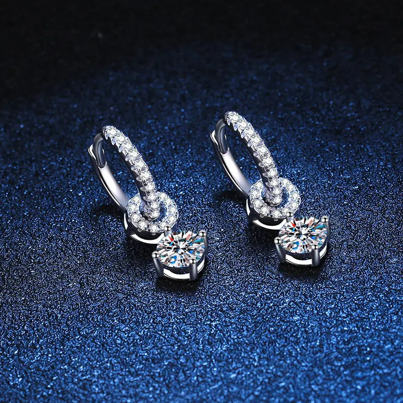 925 Sterling Silver Genuine Moissanite Earrings