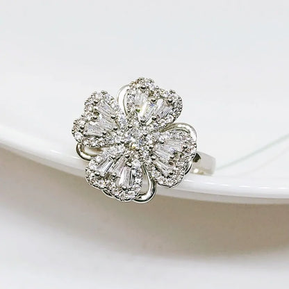 Four Leaf Zircon Ring