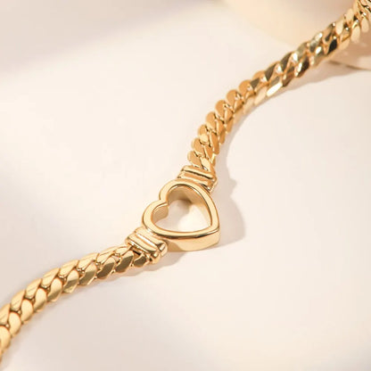 Gold Plated Cuban Link Heart Necklace