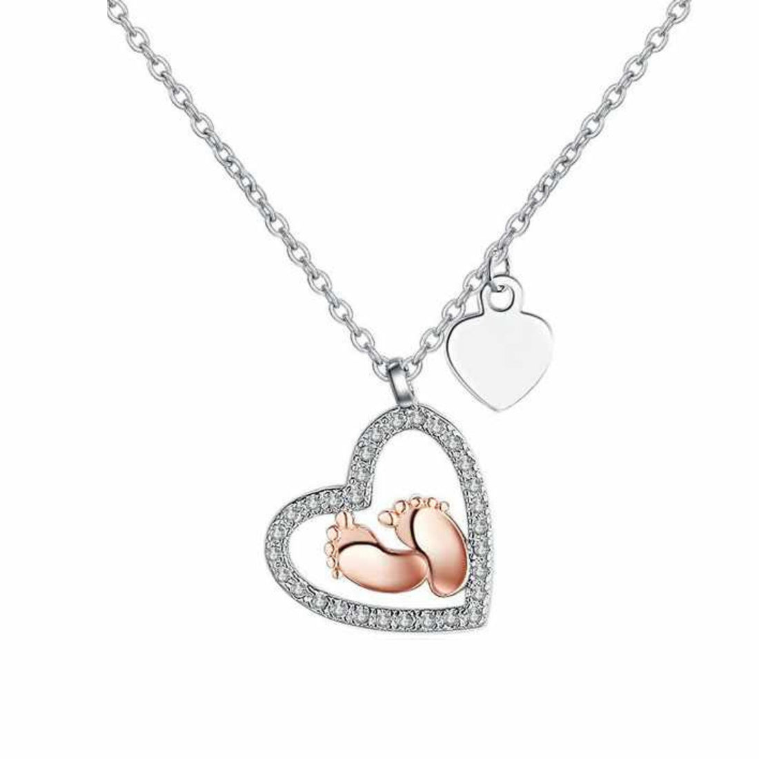 Baby Foot Heart Pendant Necklace