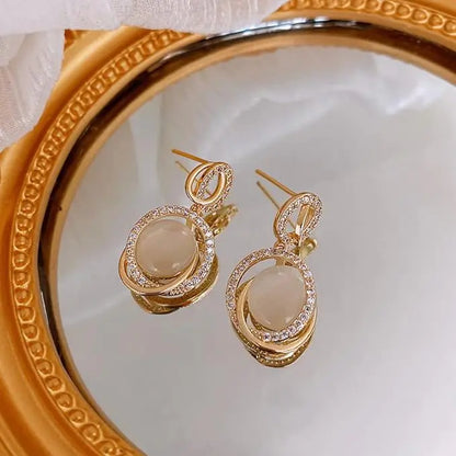 Circular Gold Drop Earrings