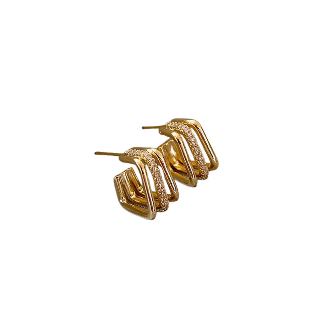 Square Gold Stud Earrings