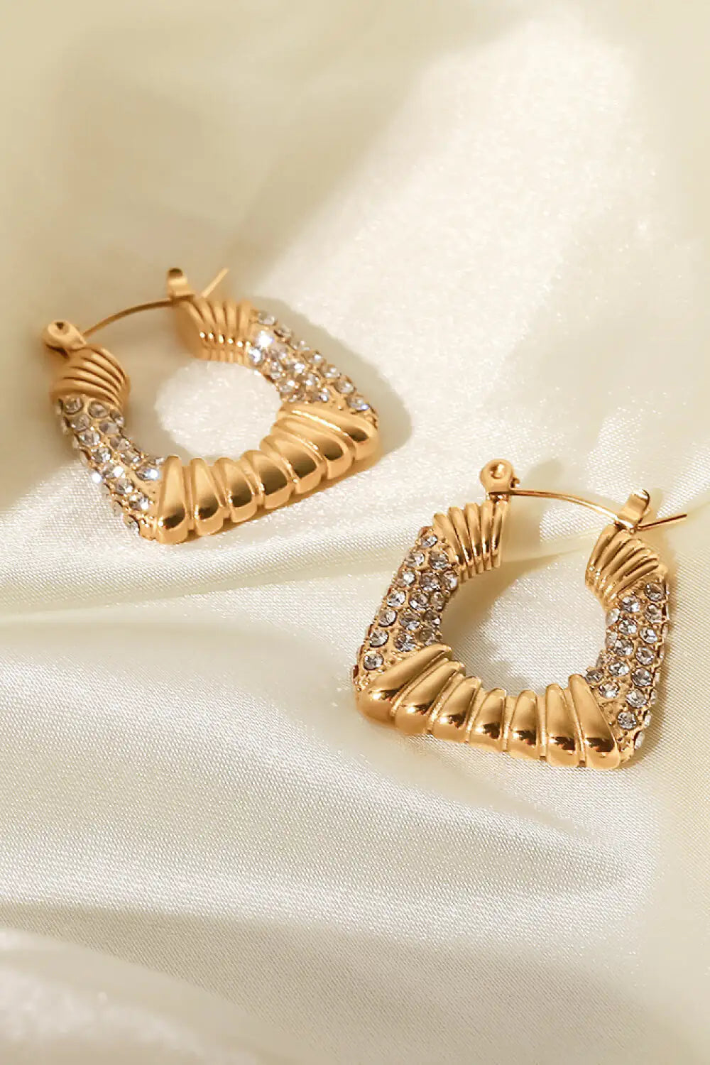 Gold Plated Inlaid Cubic Zirconia Earrings