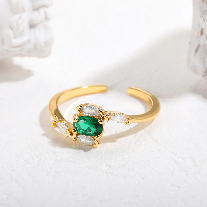 Green Zircon Gold Plated Ring